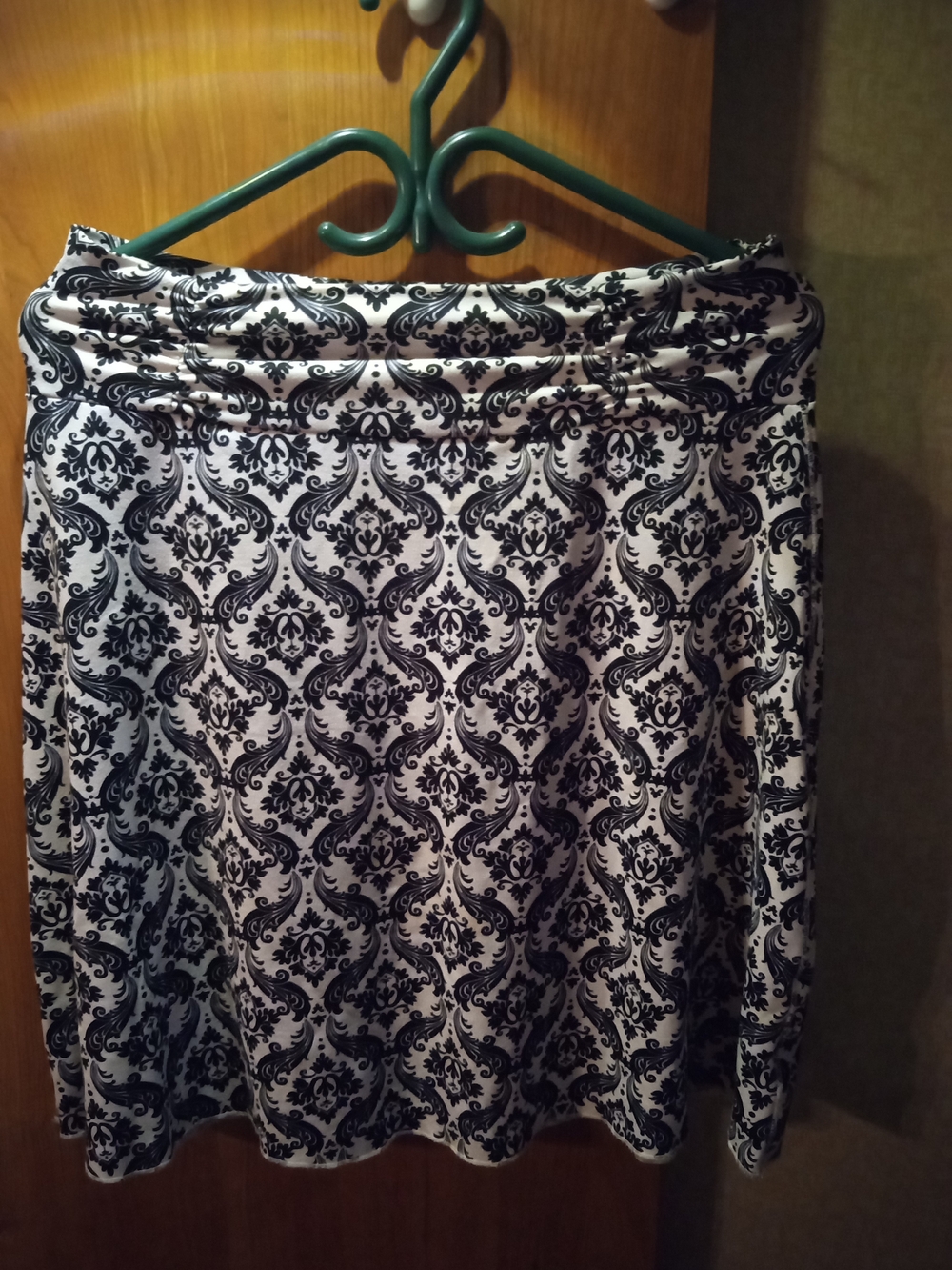 Black & White Damask A-Line Skirt